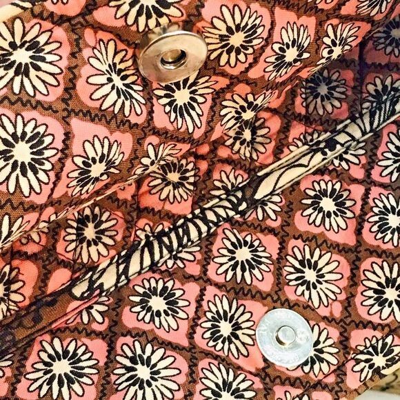 Vera Bradley Mocha Rouge Large Pink Floral Tote Quilted  Cotton Shoulder Bag - Picture 11 of 11